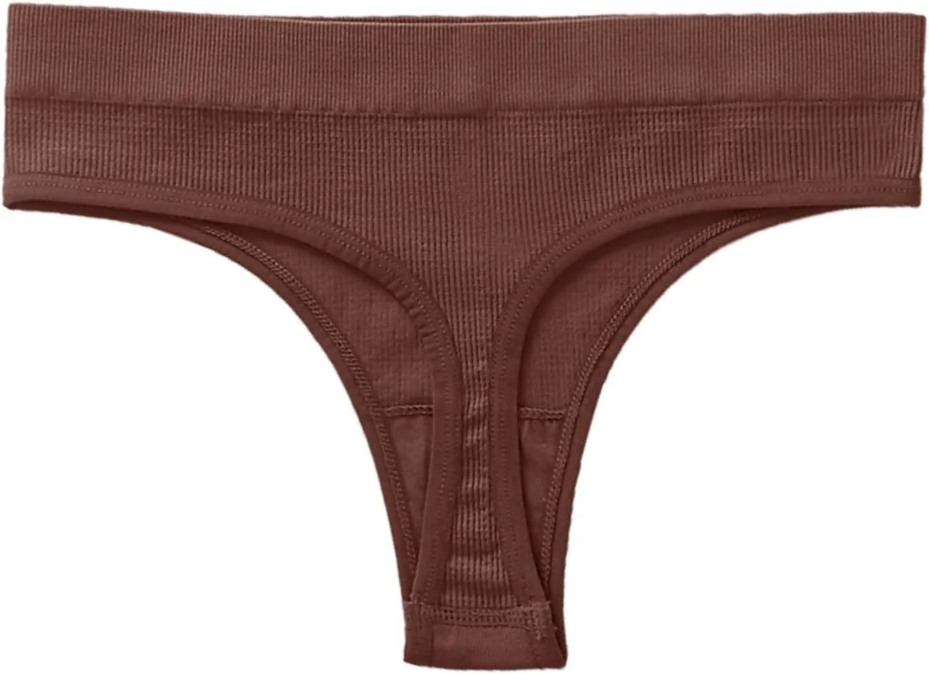 Womens Ribbed Seamless Thong High Waisted Brief Underwear