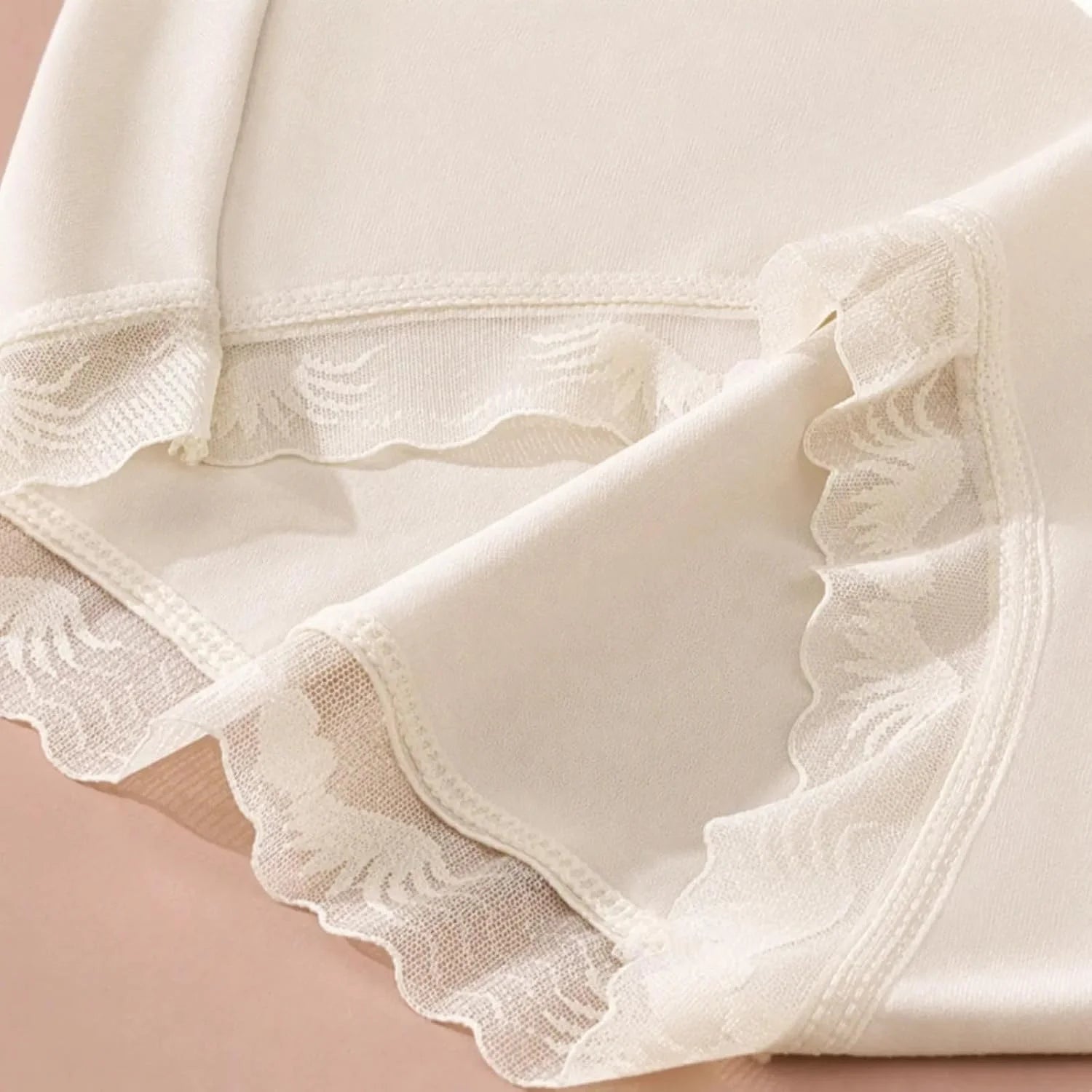 Womens Lace Trim Mid Waist Brief Underwear Comfortable Panties