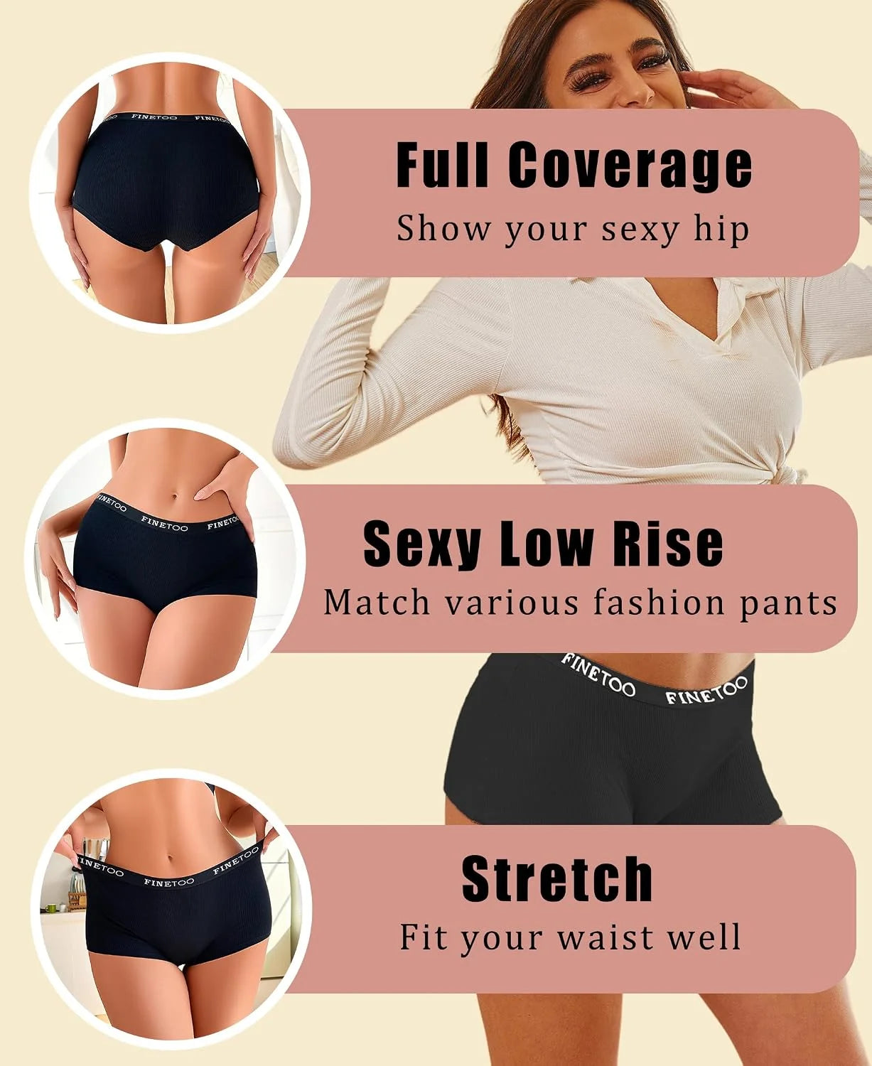 Cotton Boyshort Underwear for Women Boxer Briefs Ladies BoyShorts Panties