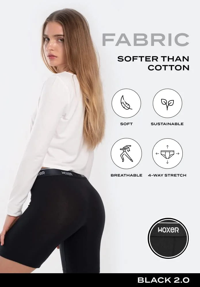 Woxer Womens Boxers - Biker 9" Boy Shorts Underwear for Women, Modal Boxer Briefs, Chafe Free, Womens Underwear