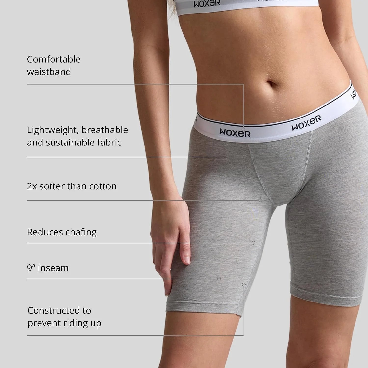 Woxer Womens Boxers - Biker 9" Boy Shorts Underwear for Women, Modal Boxer Briefs, Chafe Free, Womens Underwear