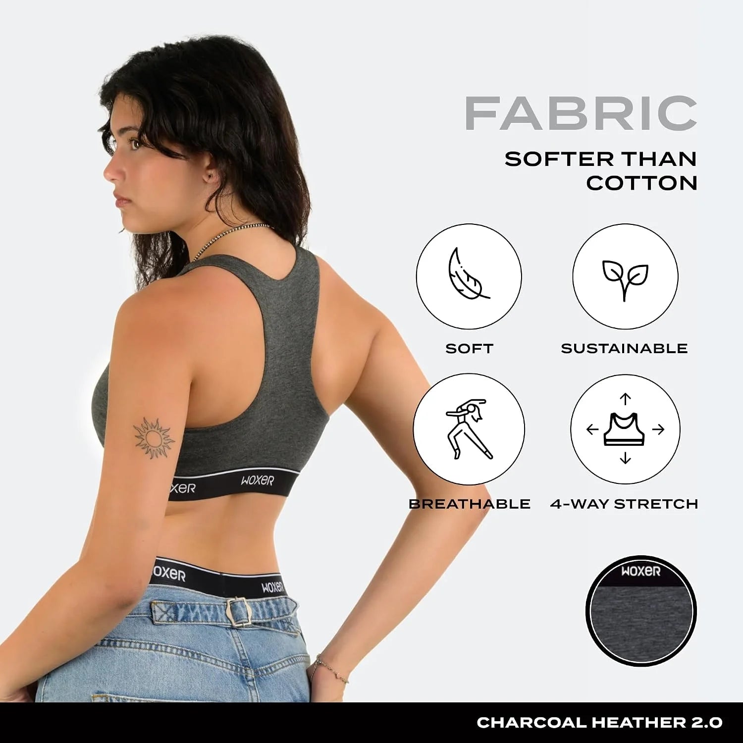 Woxer Boss Bralette for Women – Wireless, Seamless Racerback – Modal Sports Bra, Lounge, Sleep Bralette, Wireless Bra