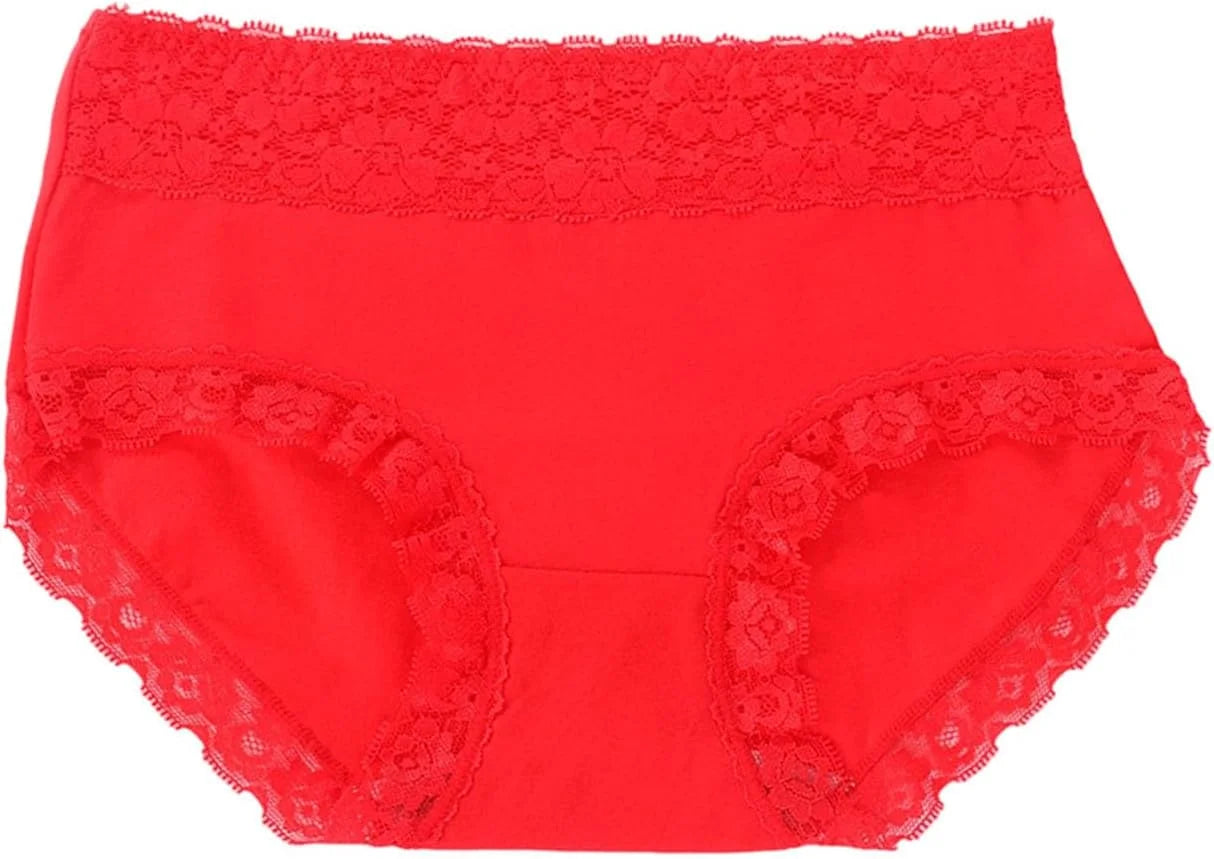 Mid Waist Lace Trim Cotton Briefs for Women Comfort Underwear