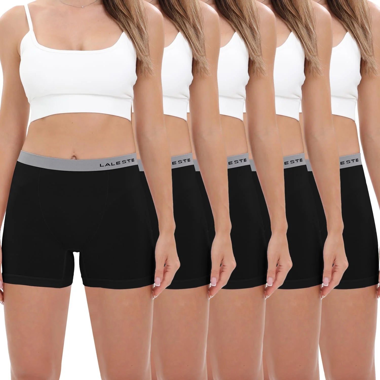 LALESTE Women's Cotton Boxer Briefs, 3-Inch Inseam, Full Coverage, 5 Pack