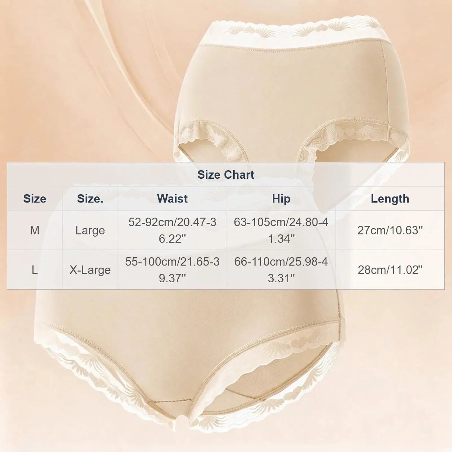 Womens Lace Trim Mid Waist Brief Underwear Comfortable Panties