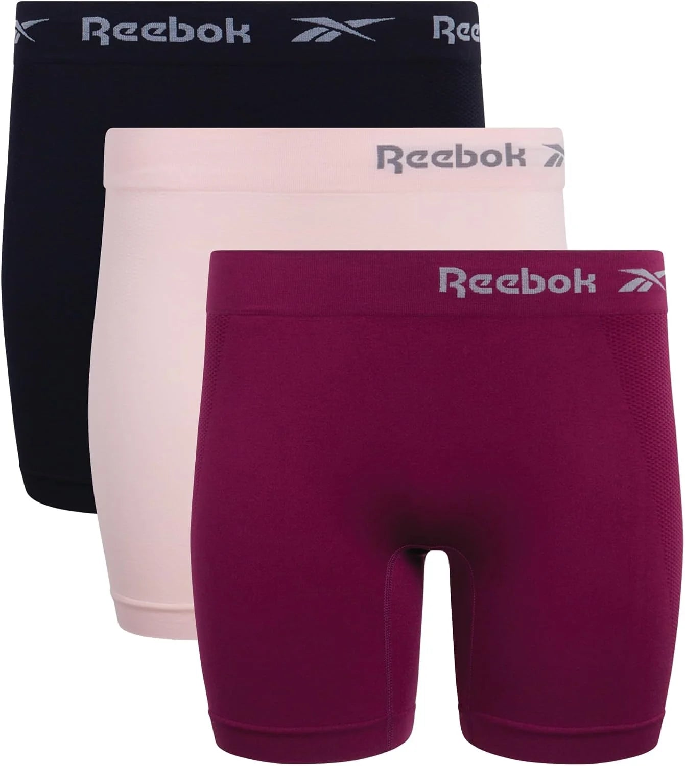 Reebok Womens Boyshorts 3 Pack Long Leg Performance Underwear 6" Inseam