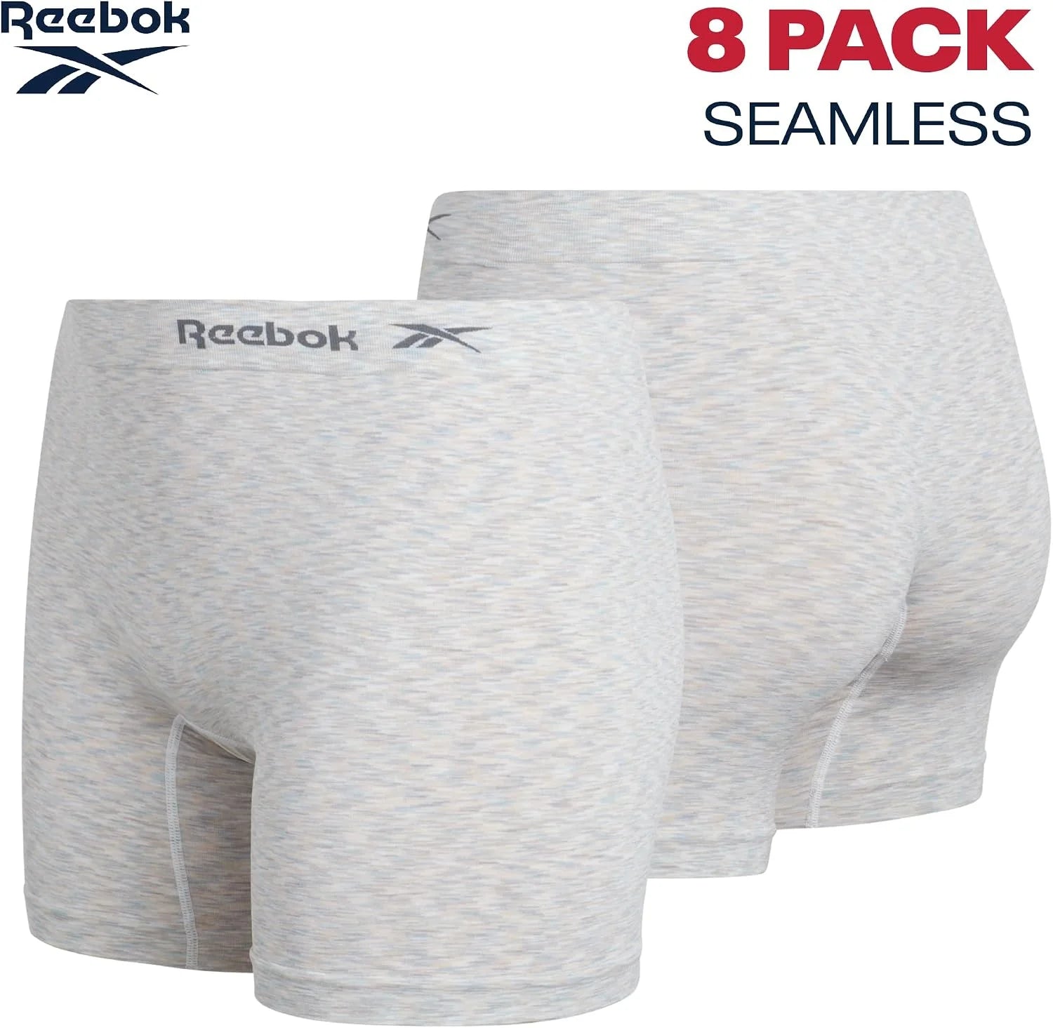 Reebok Womens Boyshorts 8 Pack 6'' Inseam Long Leg Performance Underwear