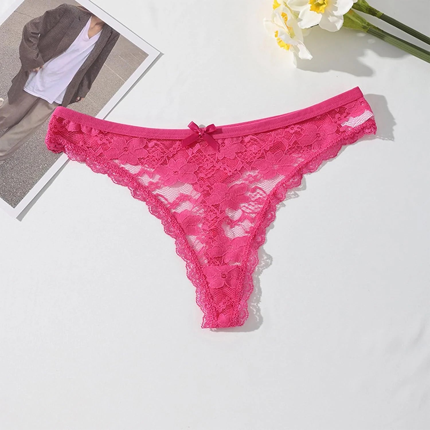 Sexy Lace Bow Low Waist Panties for Women Underwear Brief