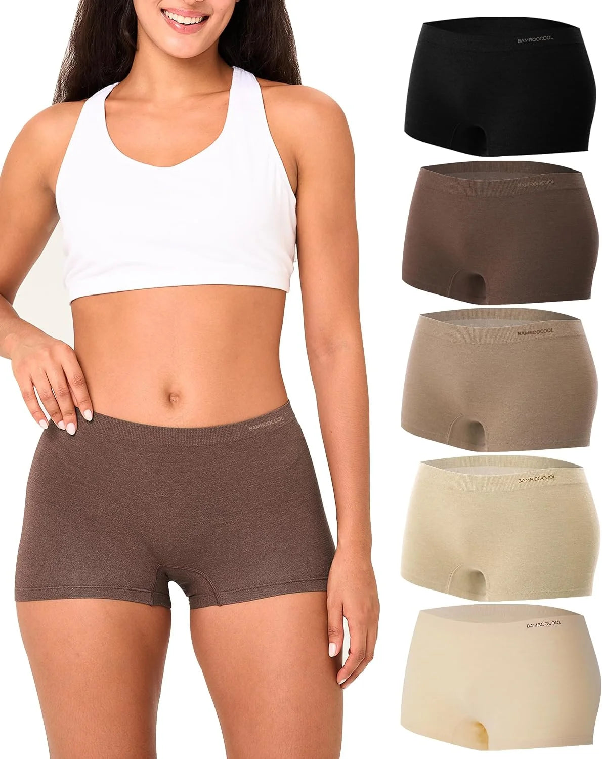 BAMBOO COOL Womens Boyshorts Underwear Cooling Soft Boxer Briefs Panties