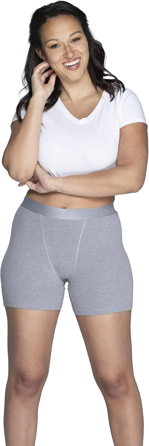 Fruit of the Loom Women's Boxer Briefs with Stretch, Mid Thigh Length Boy Shorts, Available in Plus Size