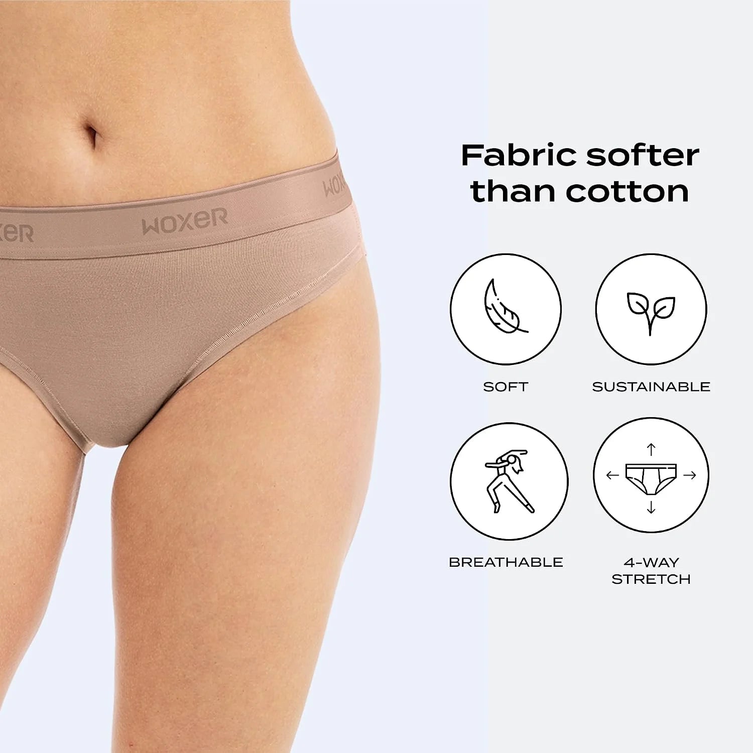 Woxer Women’s Seamless Bikini Underwear – Soft Modal, Chafe-Free, Moisture-Wicking Bikini Style Panties –Tag-Free Design