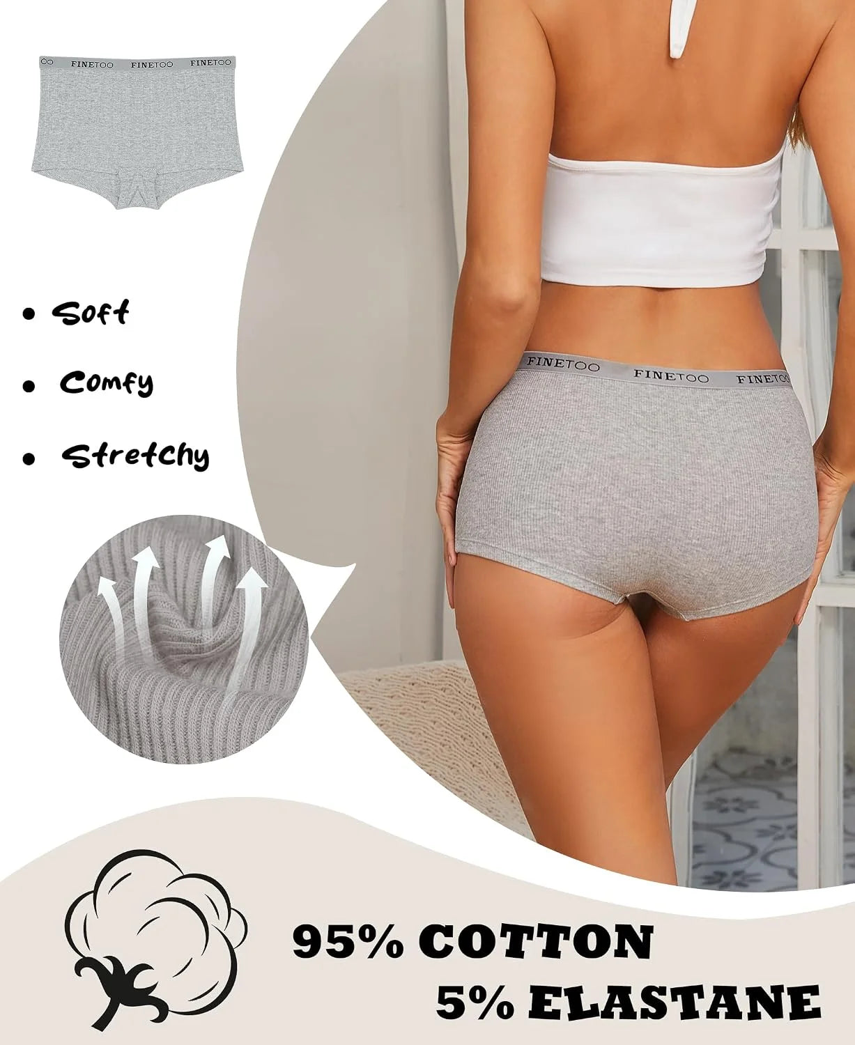 Cotton Boyshort Underwear for Women Boxer Briefs Ladies BoyShorts Panties
