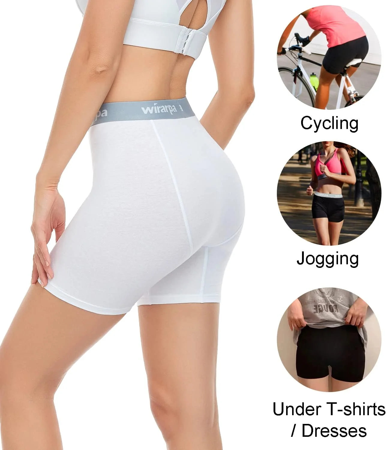 wirarpa Women's Boxer Briefs Cotton Underwear Anti Chafing Boy Shorts Panties 5.5" Inseam 4 Pack