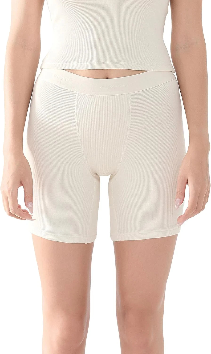 Comfneat Women's Boxer Cotton Rib Fabric with Spandex Boyshorts