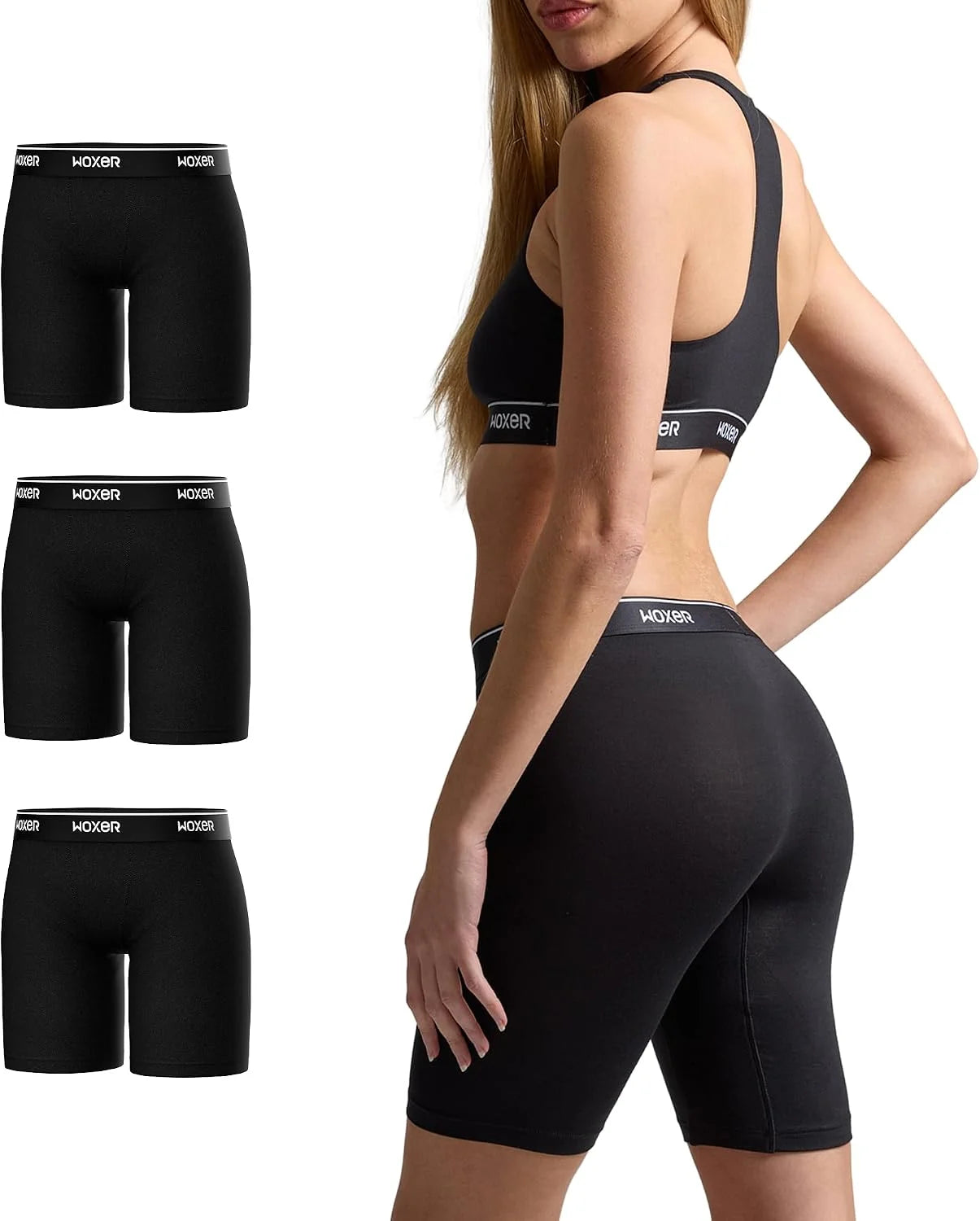 Woxer Womens Boxers - Biker 9" Boy Shorts Underwear for Women, Modal Boxer Briefs, Chafe Free, Womens Underwear
