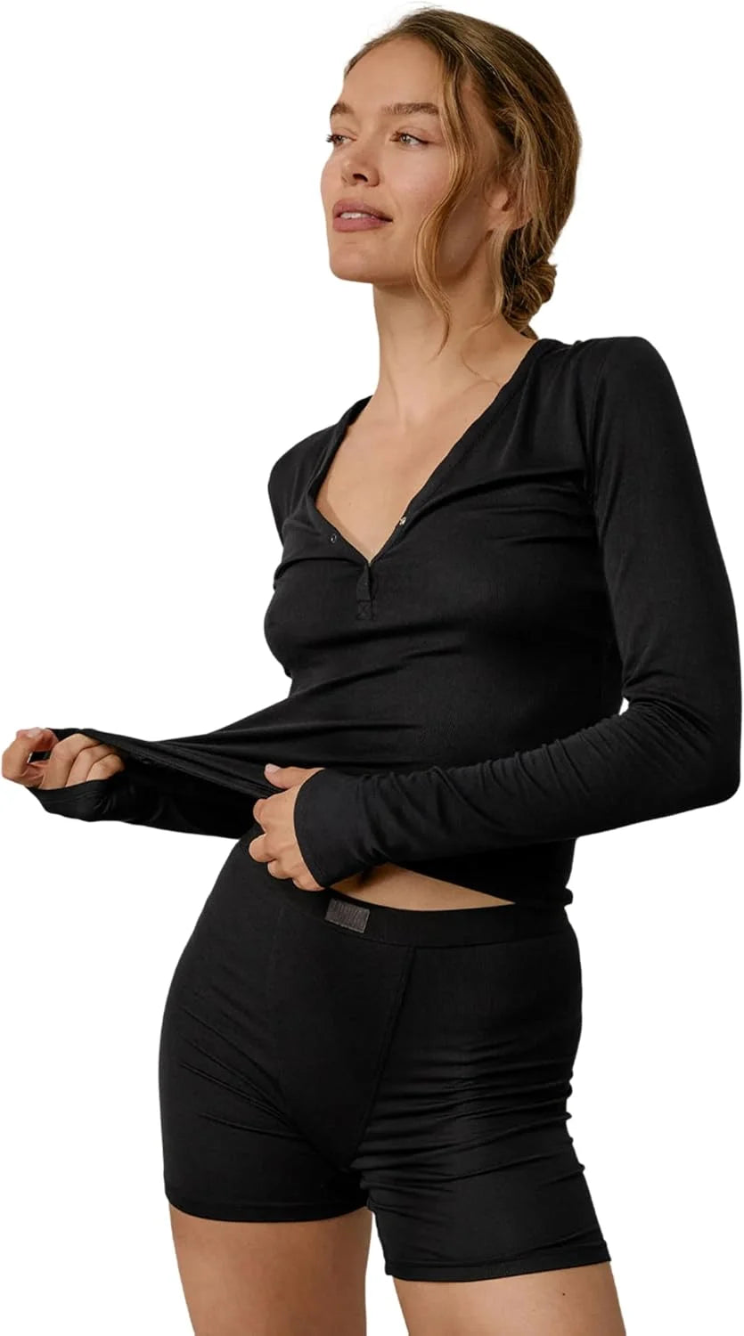 Lunya Soft Modal Rib Boyshort Underwear for Women - No-Rise Crotch Seam Women Boxer - Made with Tencel Modal and Elastane
