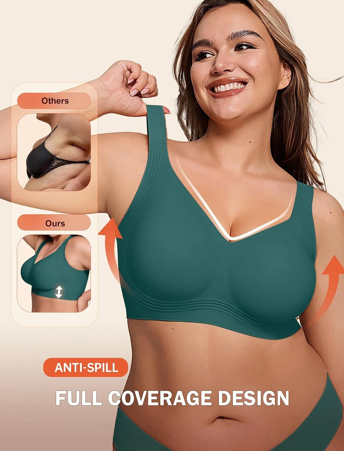 LetsJoli Jelly Bras for Women No Underwire Plus Size Push Up Supportive