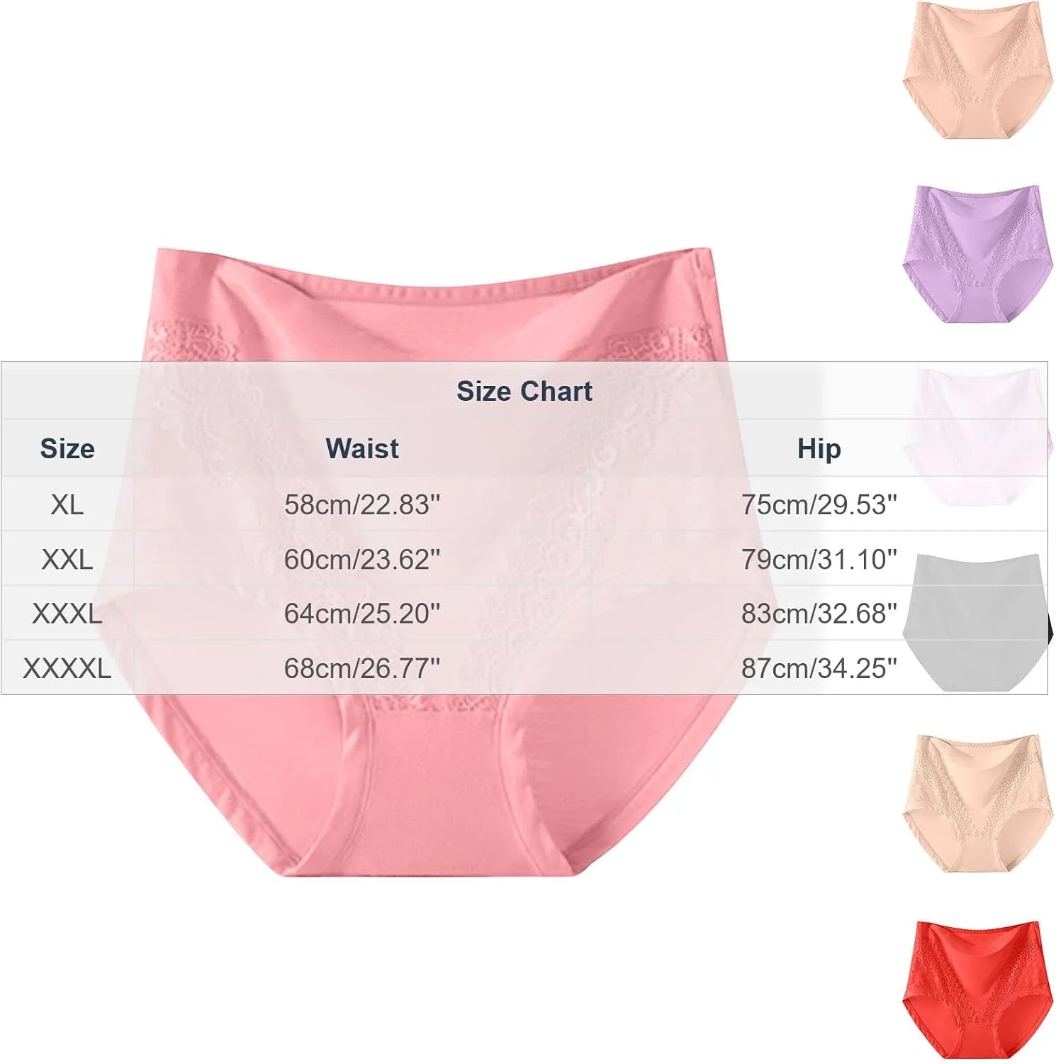 Plus Size High Waisted Briefs for Women Breathable Underwear