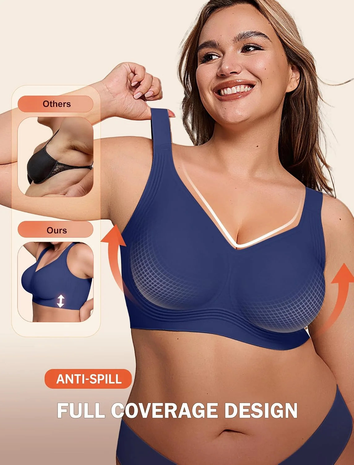 LetsJoli Jelly Bras for Women No Underwire Plus Size Push Up Supportive