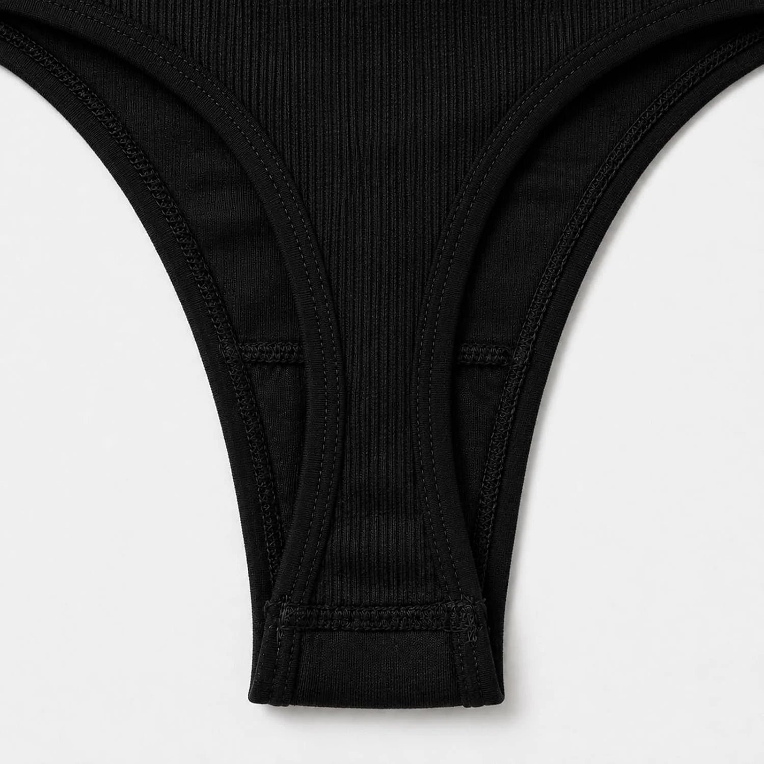 Womens Ribbed Seamless Thong High Waisted Brief Underwear