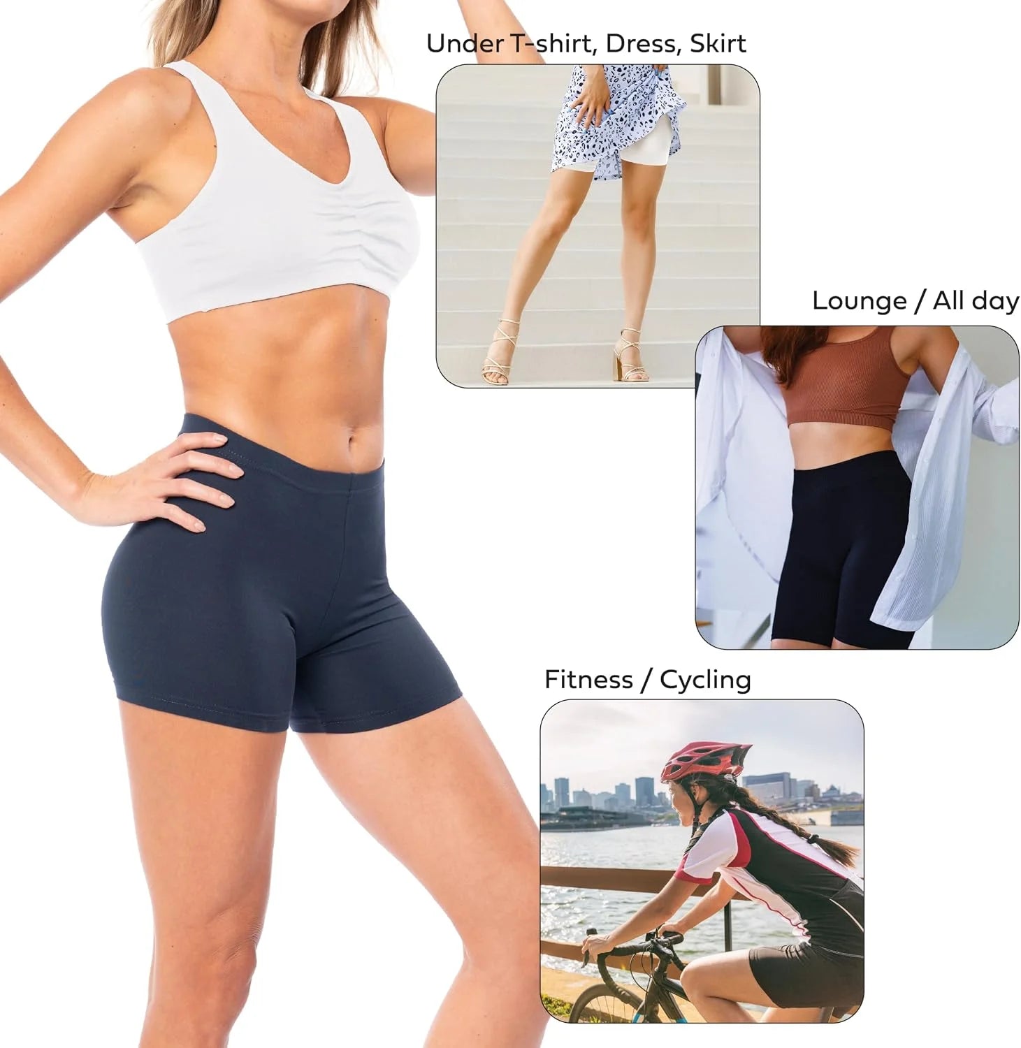 Sexy Basics Women's Ultra Soft Mini Bike Short | Spandex Workout Trunk Boxer | Multi Packs & Colors