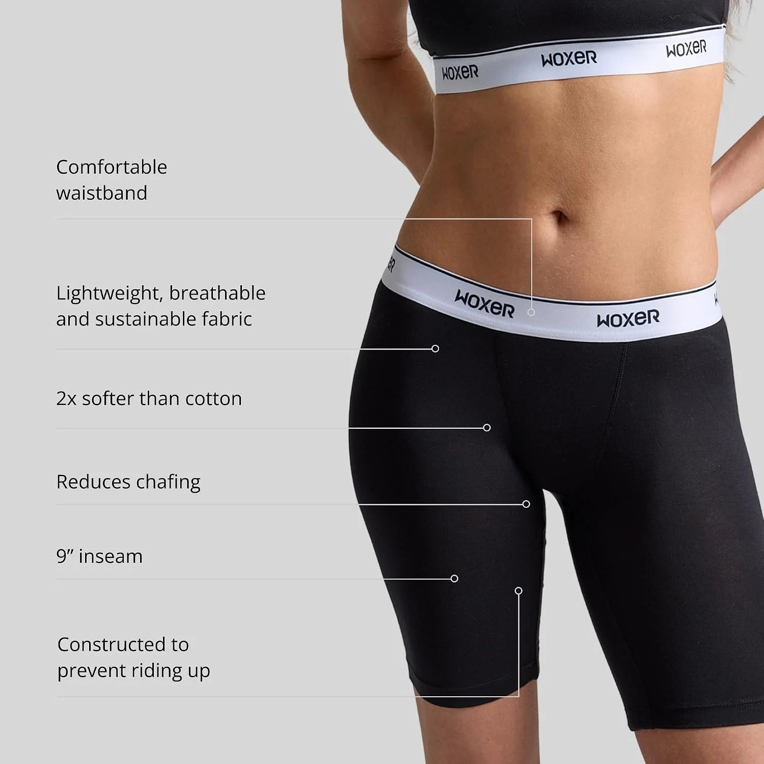 Woxer Womens Boxers - Biker 9" Boy Shorts Underwear for Women, Modal Boxer Briefs, Chafe Free, Womens Underwear