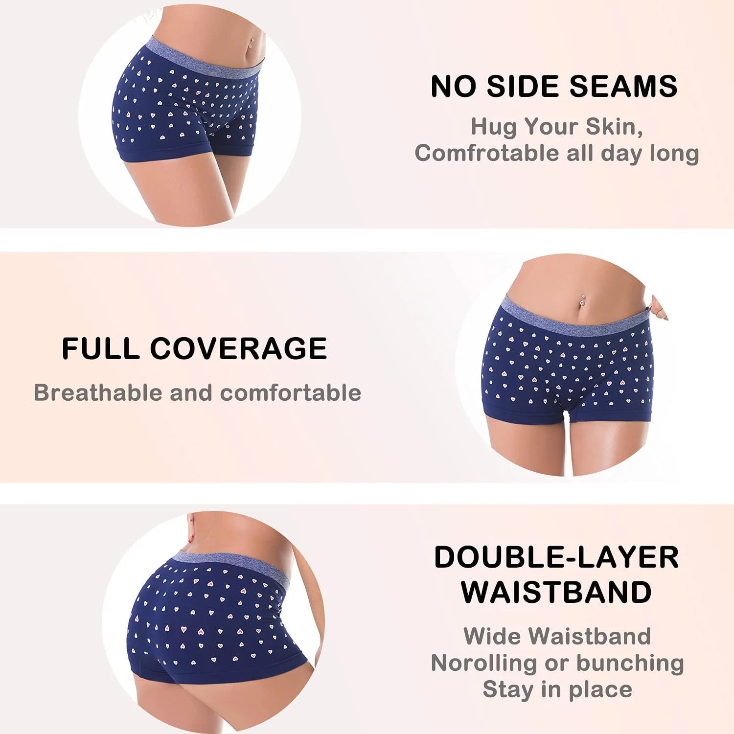 LALESTE Viscose Bamboo Boxer Briefs for Women Cotton Boy Shorts Underwear Soft Stretch Boyshorts Panties 5 Pack