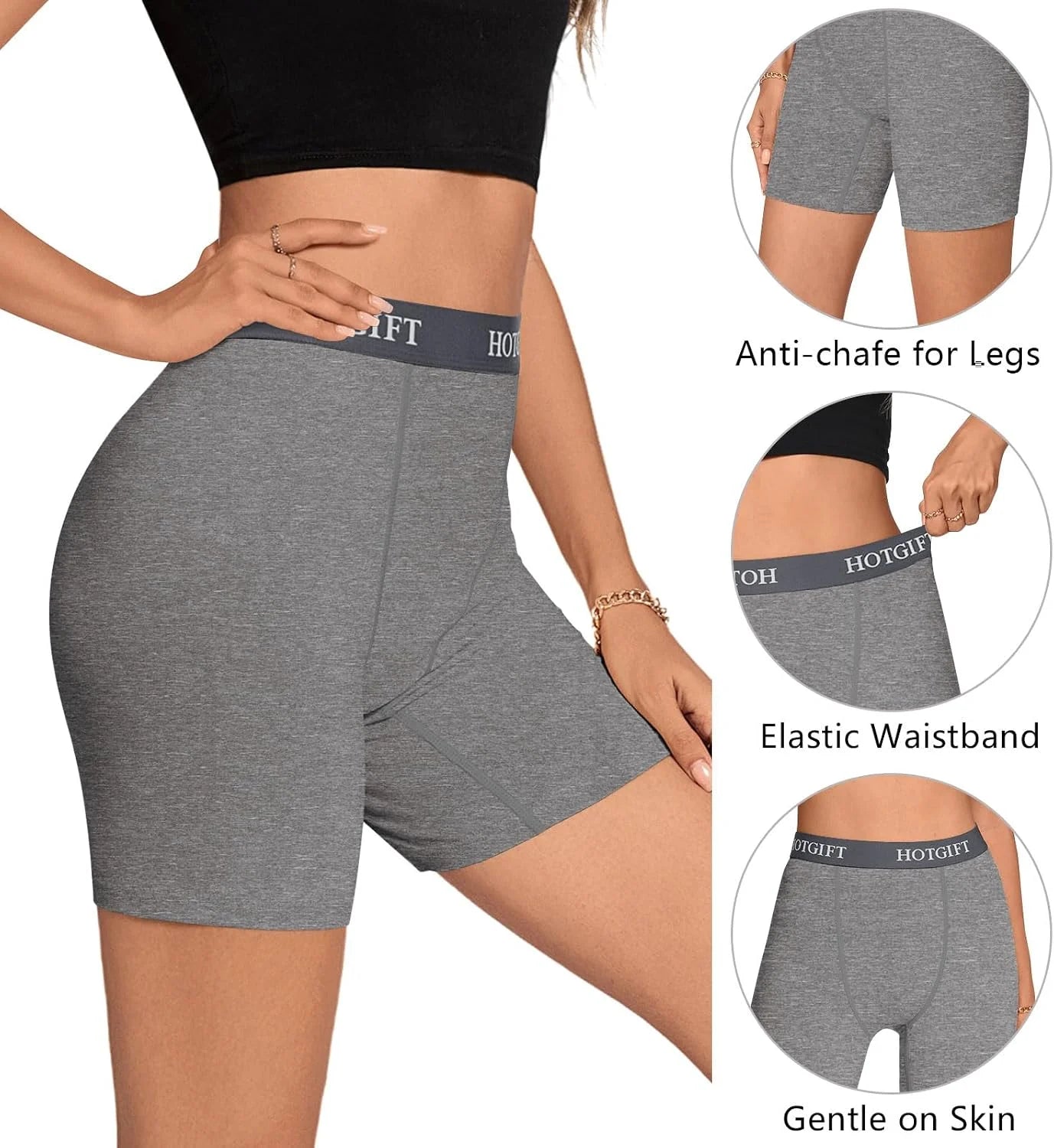 HOTGIFT Women's Boxer Shorts Cotton Boyshorts Underwear 4 Pack