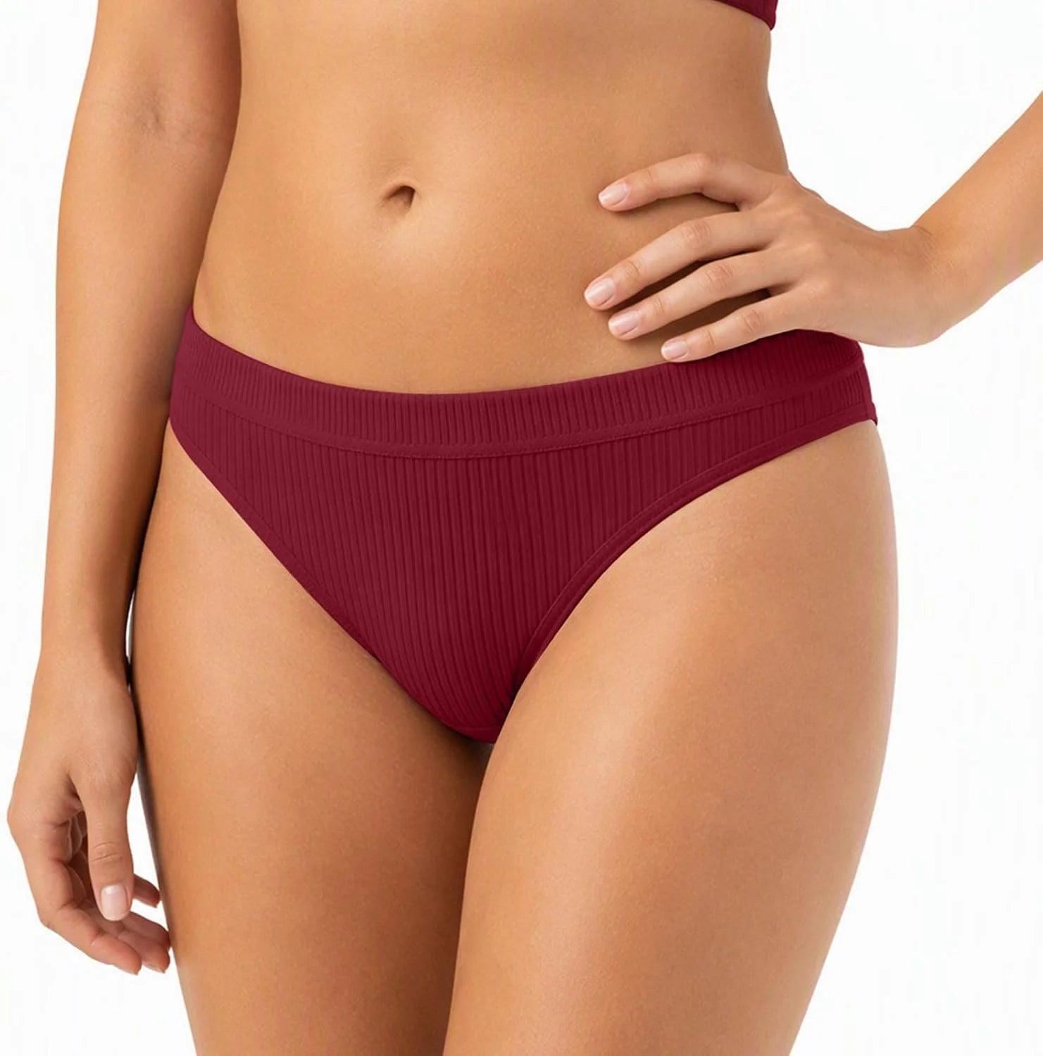 Sexy Low Waist Ribbed Underwear for Women Seamless Sporty Panties