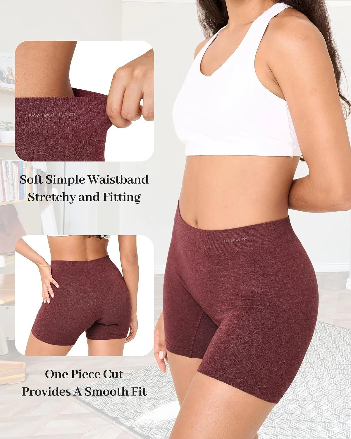 BAMBOO COOL Womens Boyshorts Underwear Anti Chafing Boxer Briefs Panties