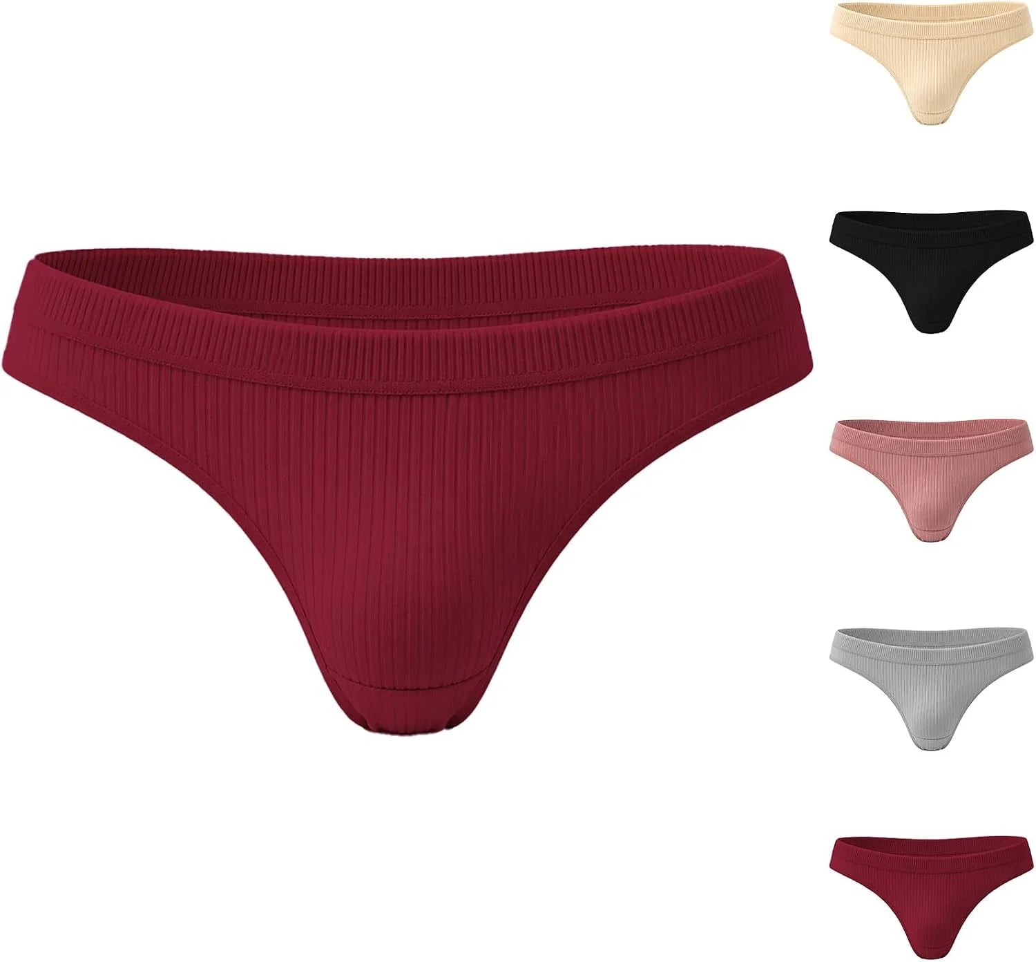 Sexy Low Waist Ribbed Underwear for Women Seamless Sporty Panties