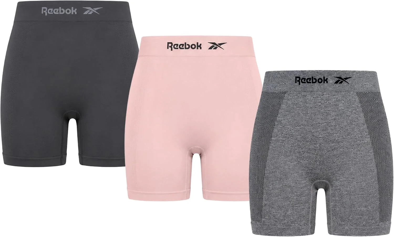 Reebok Womens Boyshorts 3 Pack Long Leg Performance Underwear 6" Inseam