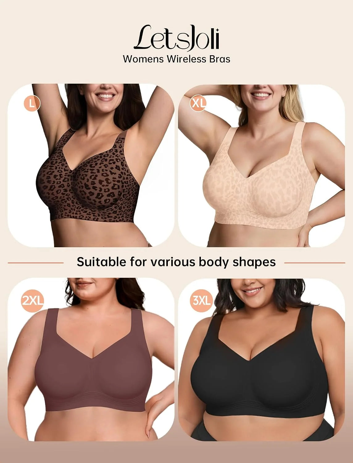 LetsJoli Jelly Bras for Women No Underwire Plus Size Push Up Supportive