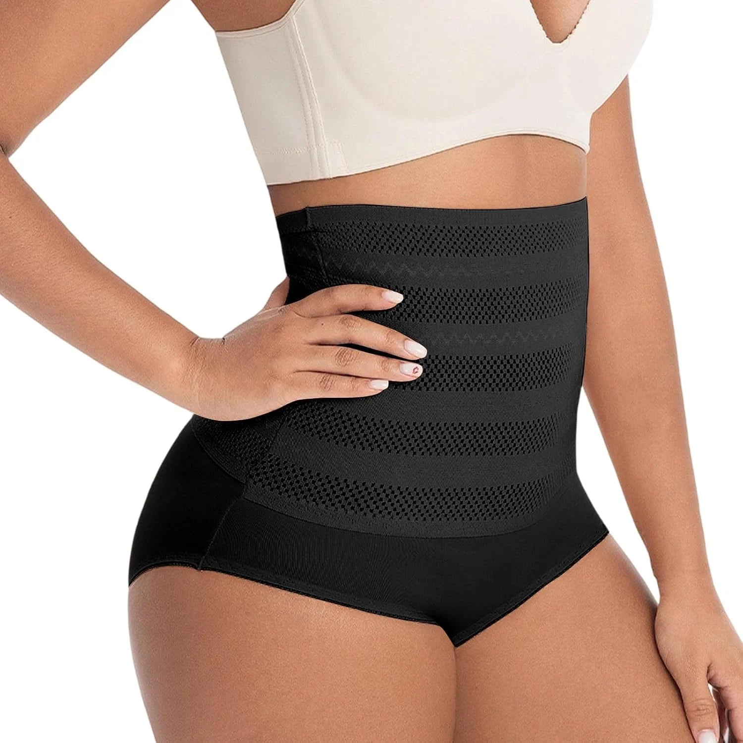 High Waisted Hollow Seamless Shapewear Briefs for Women Underwear