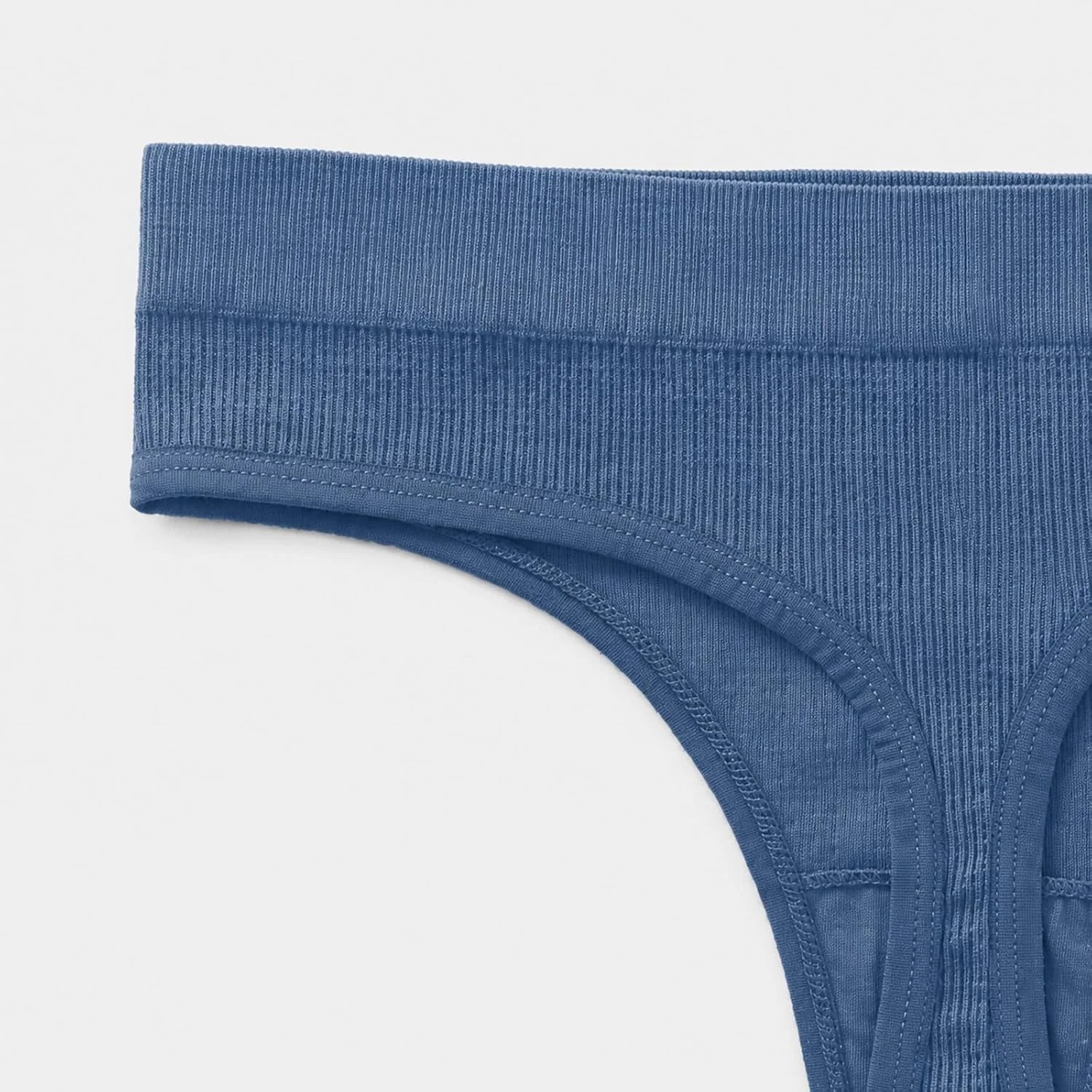 Womens Ribbed Seamless Thong High Waisted Brief Underwear