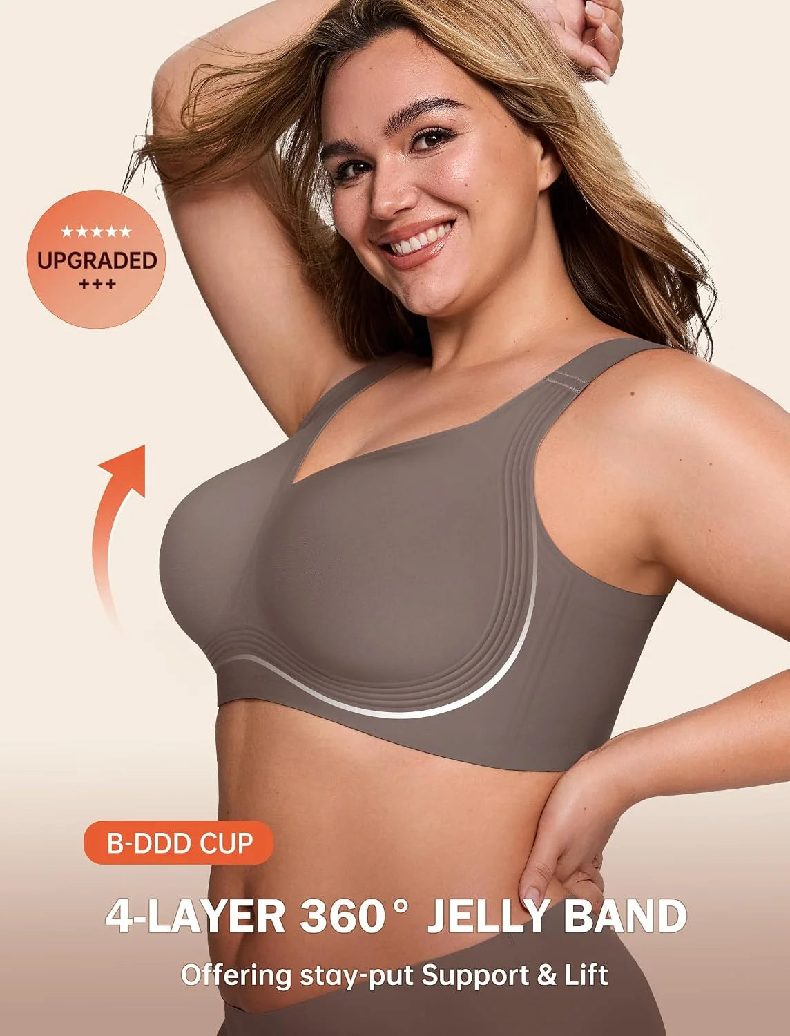 LetsJoli Jelly Bras for Women No Underwire Plus Size Push Up Supportive