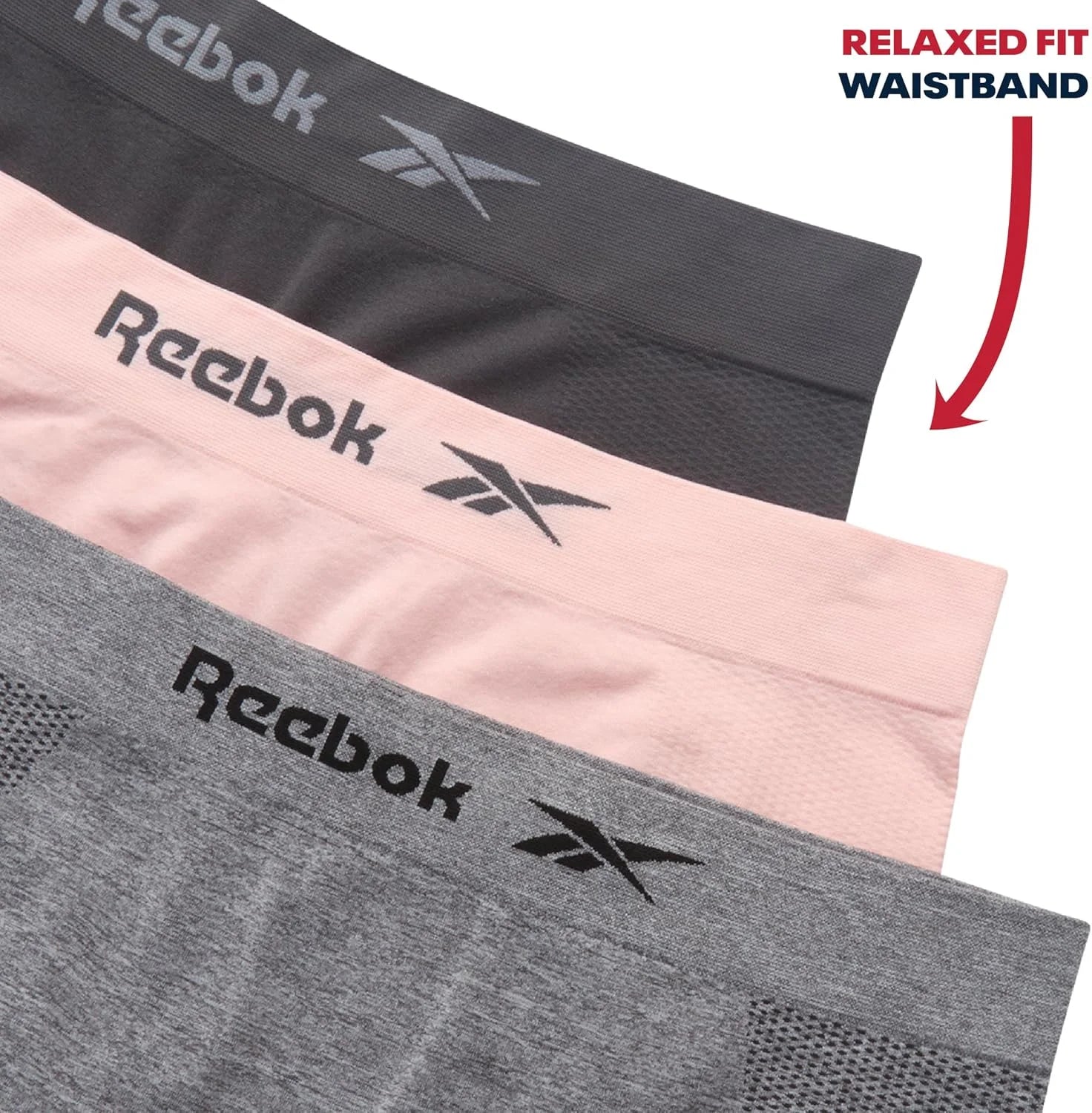 Reebok Womens Boyshorts 3 Pack Long Leg Performance Underwear 6" Inseam
