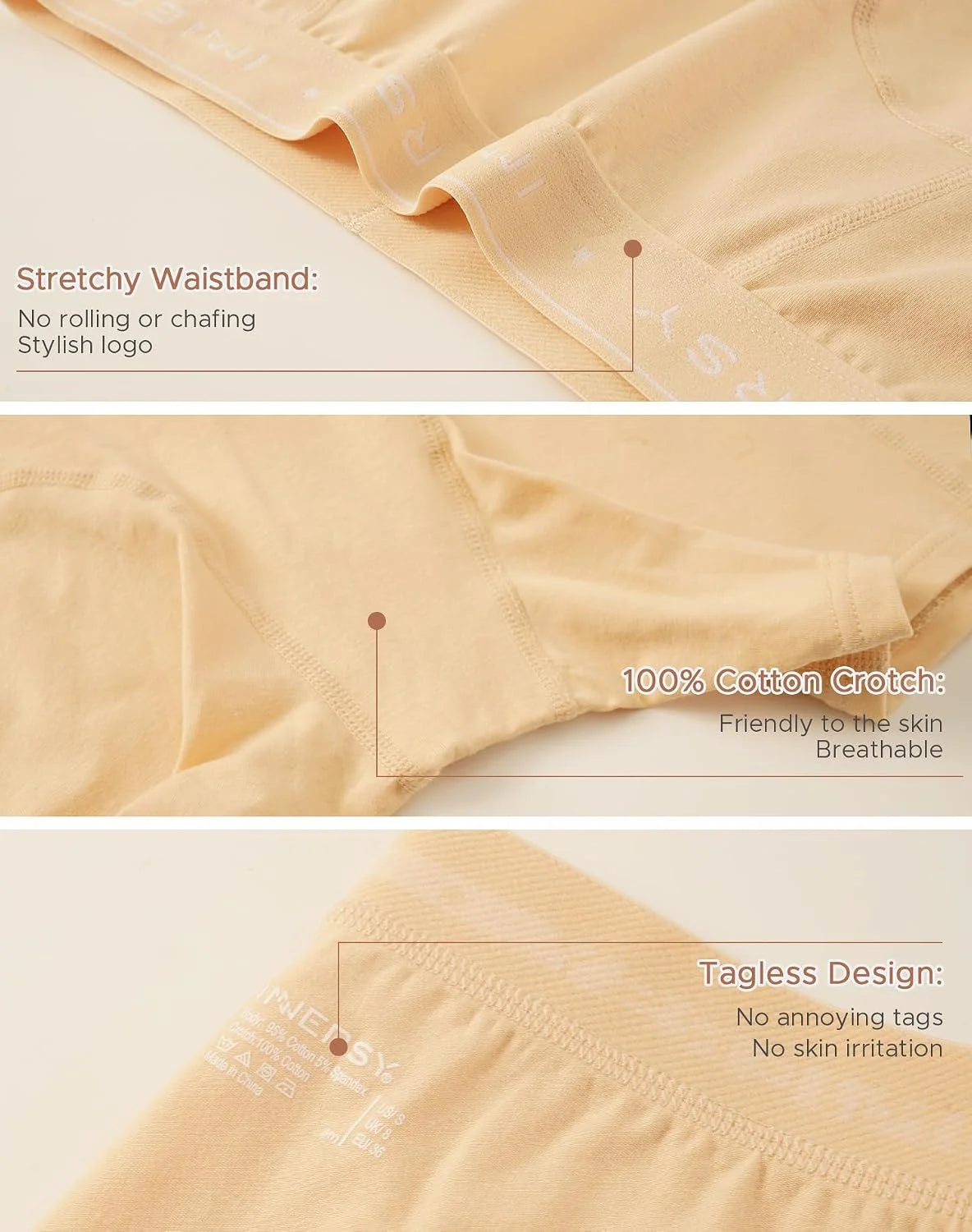 INNERSY Women's Cotton Boyshorts Underwear 3-Pack