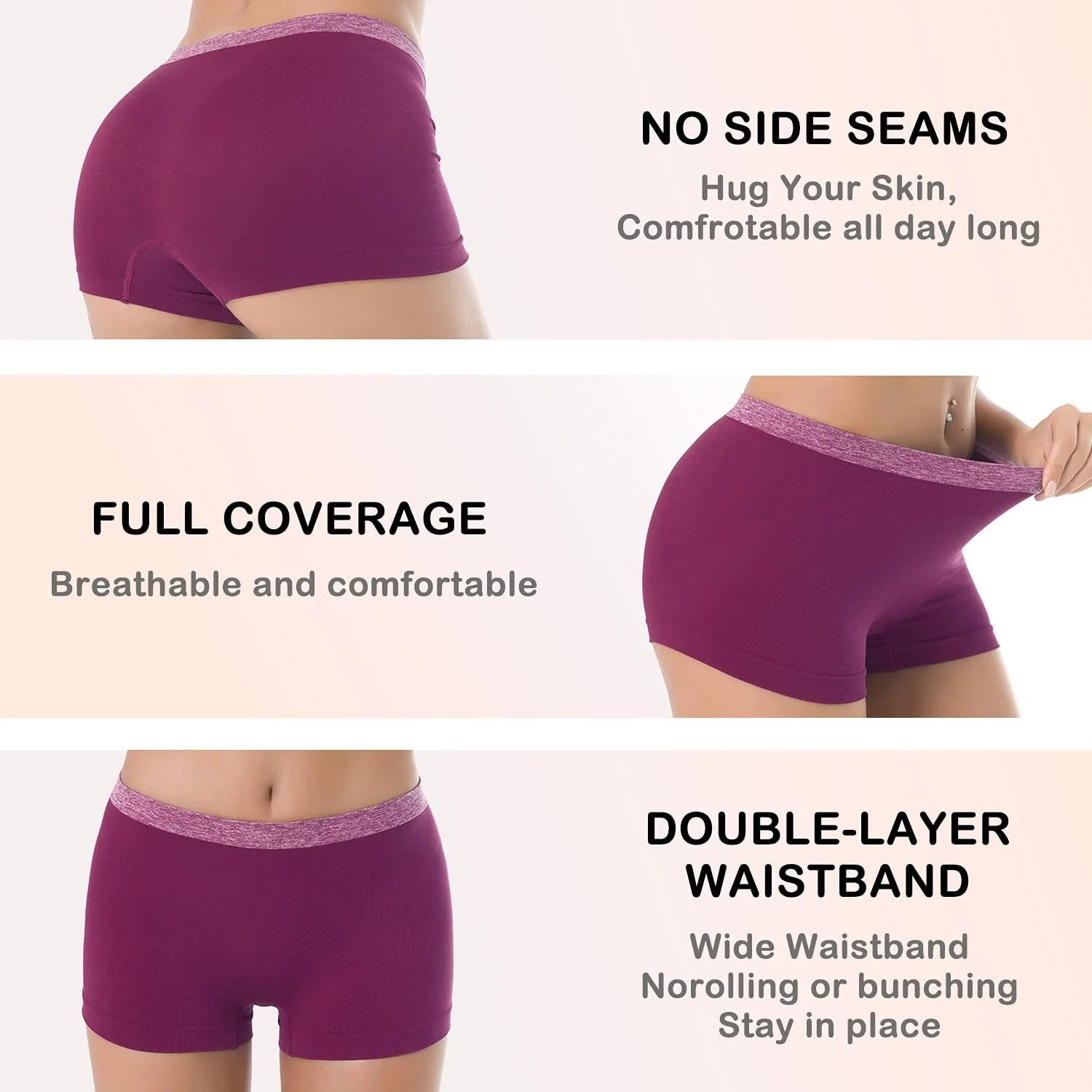 LALESTE Viscose Bamboo Boxer Briefs for Women Cotton Boy Shorts Underwear Soft Stretch Boyshorts Panties 5 Pack
