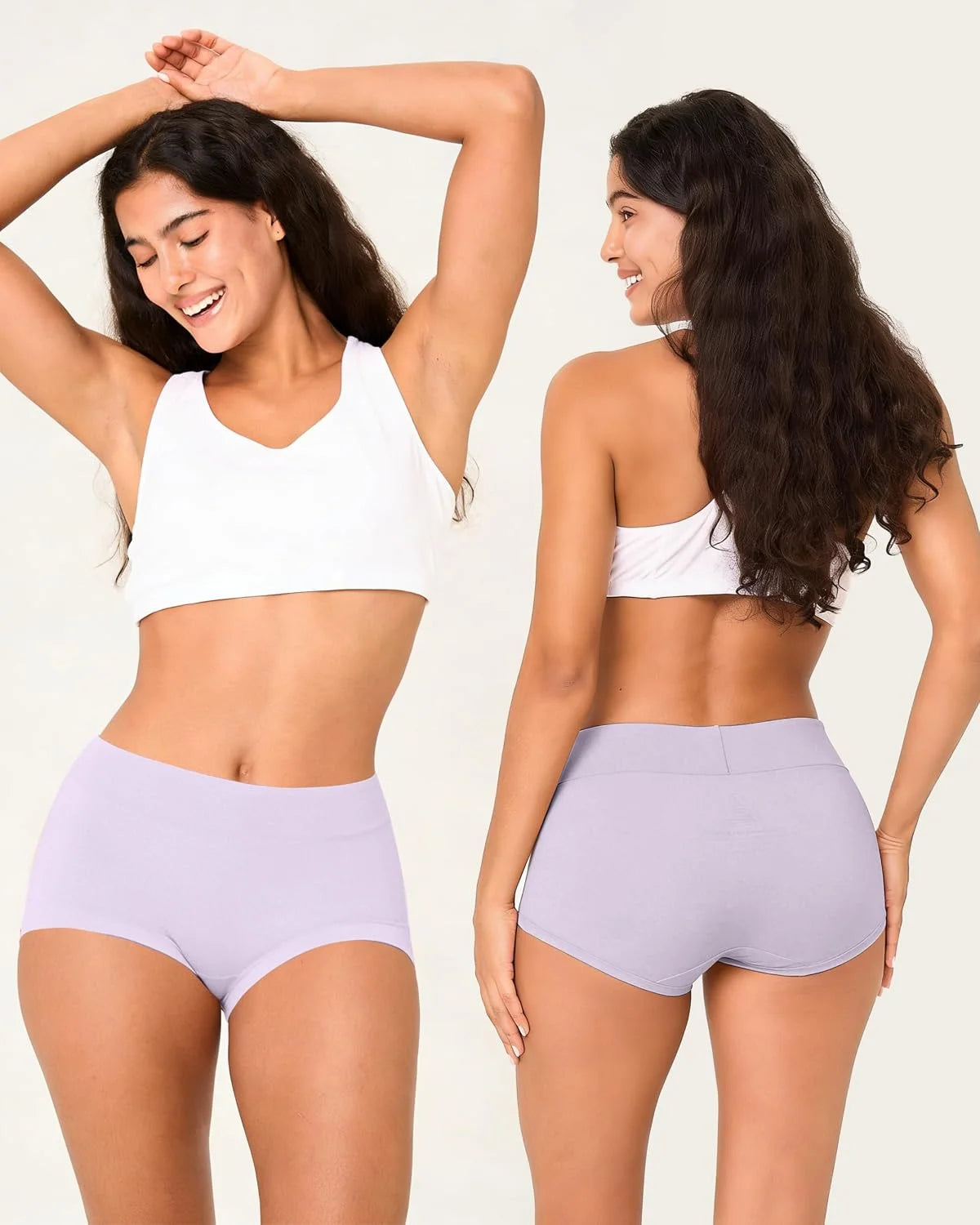 BAMBOO COOL Womens Boy Shorts Underwear High Waisted Boxer Briefs 5 Pack