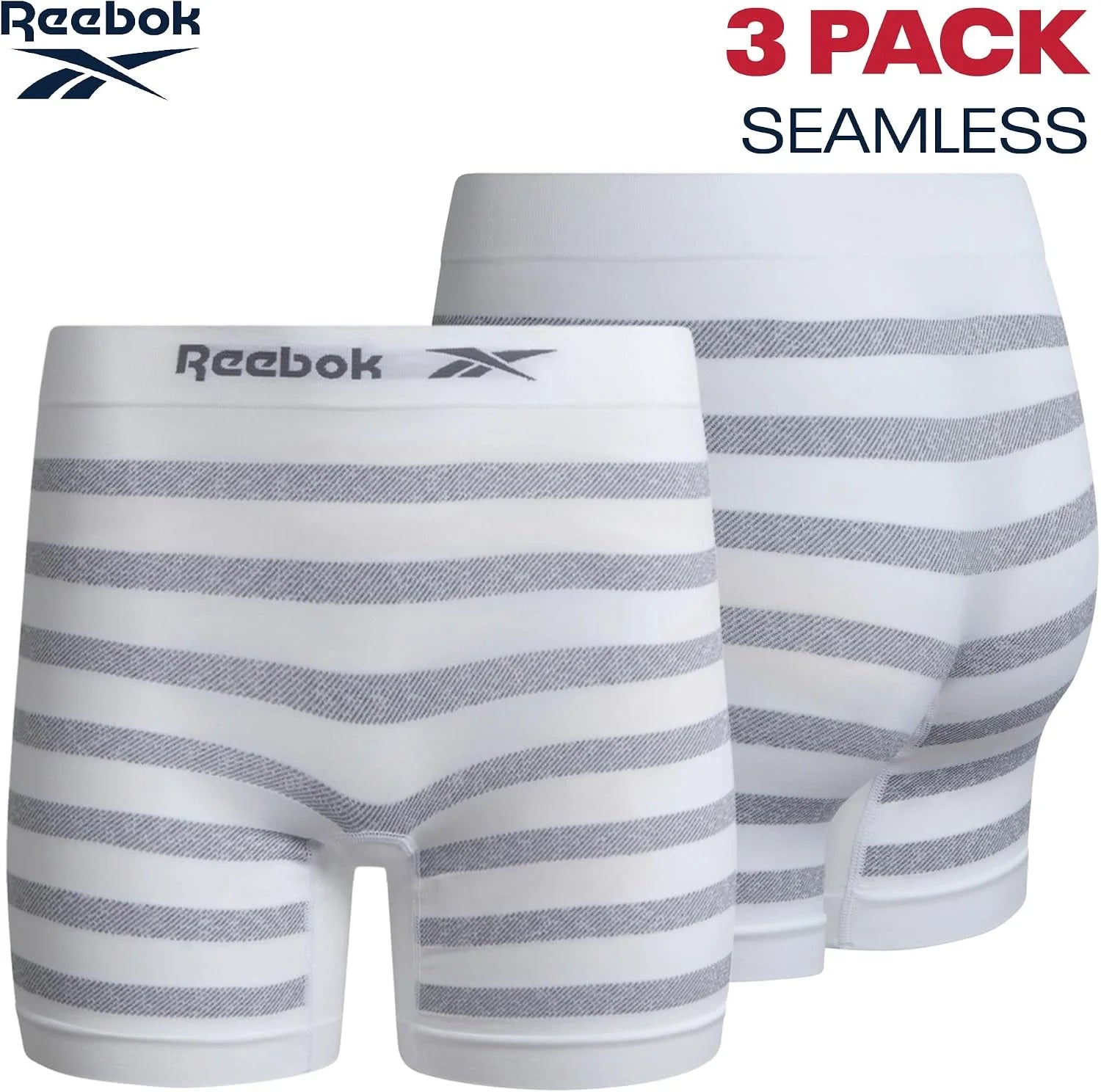 Reebok Womens Boyshorts 3 Pack Long Leg Performance Underwear 6" Inseam