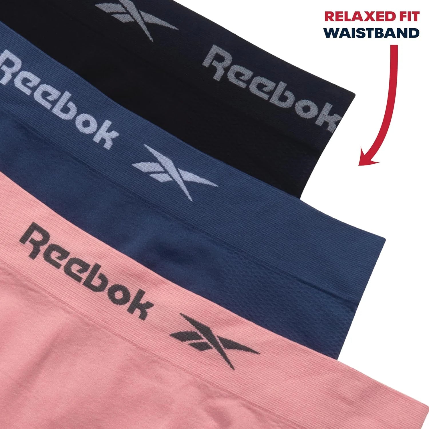 Reebok Womens Boyshorts 3 Pack Long Leg Performance Underwear 6" Inseam