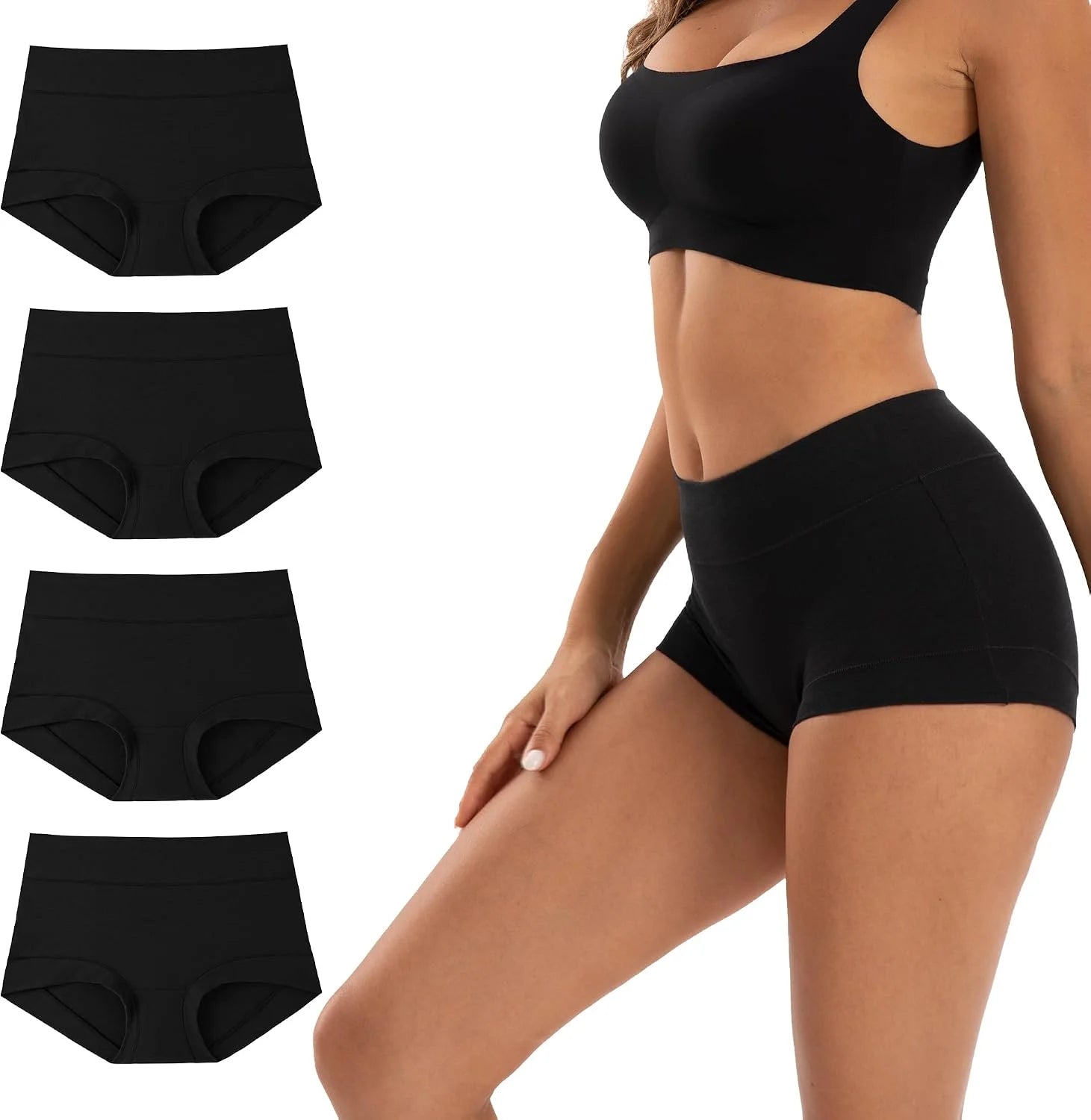 INNERSY Women's Cotton Boyshorts Underwear Soft Boxer Briefs 4-Pack