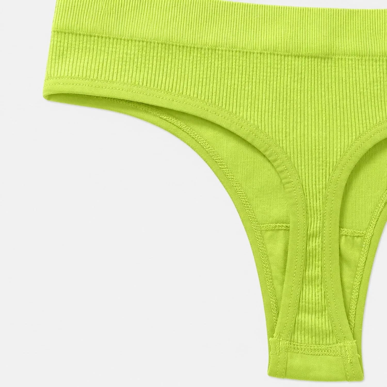 Womens Ribbed Seamless Thong High Waisted Brief Underwear