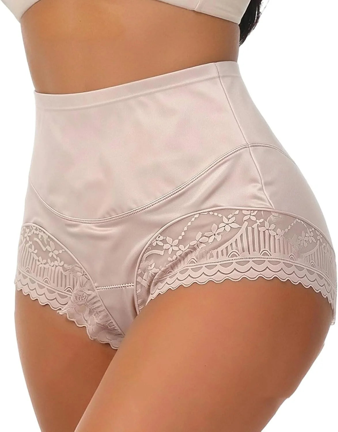 Lace Patchwork High Waisted Sexy Shapewear Panties for Women