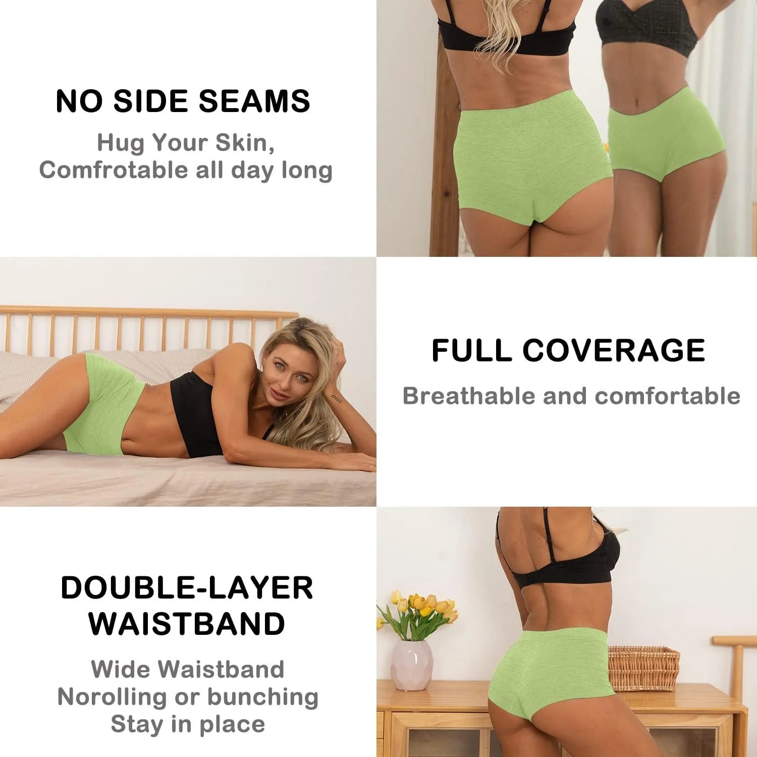 R RUXIA Women's Boyshorts Underwear Seamless Boy Shorts Panties Soft Stretch Boxer Briefs 5 Packs(Regular & Plus Size)