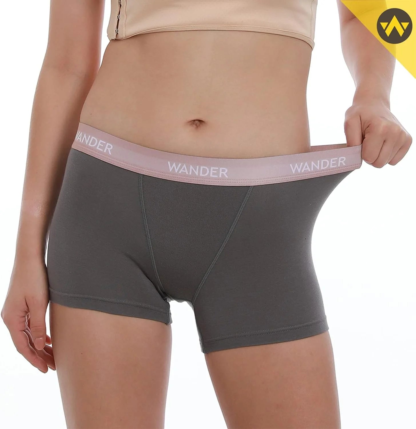 WANDER Womens Boxer Briefs Underwear Anti Chafing Soft Stretch Boy Shorts Panties for Ladies 3"/5" Inseam 2 Pack
