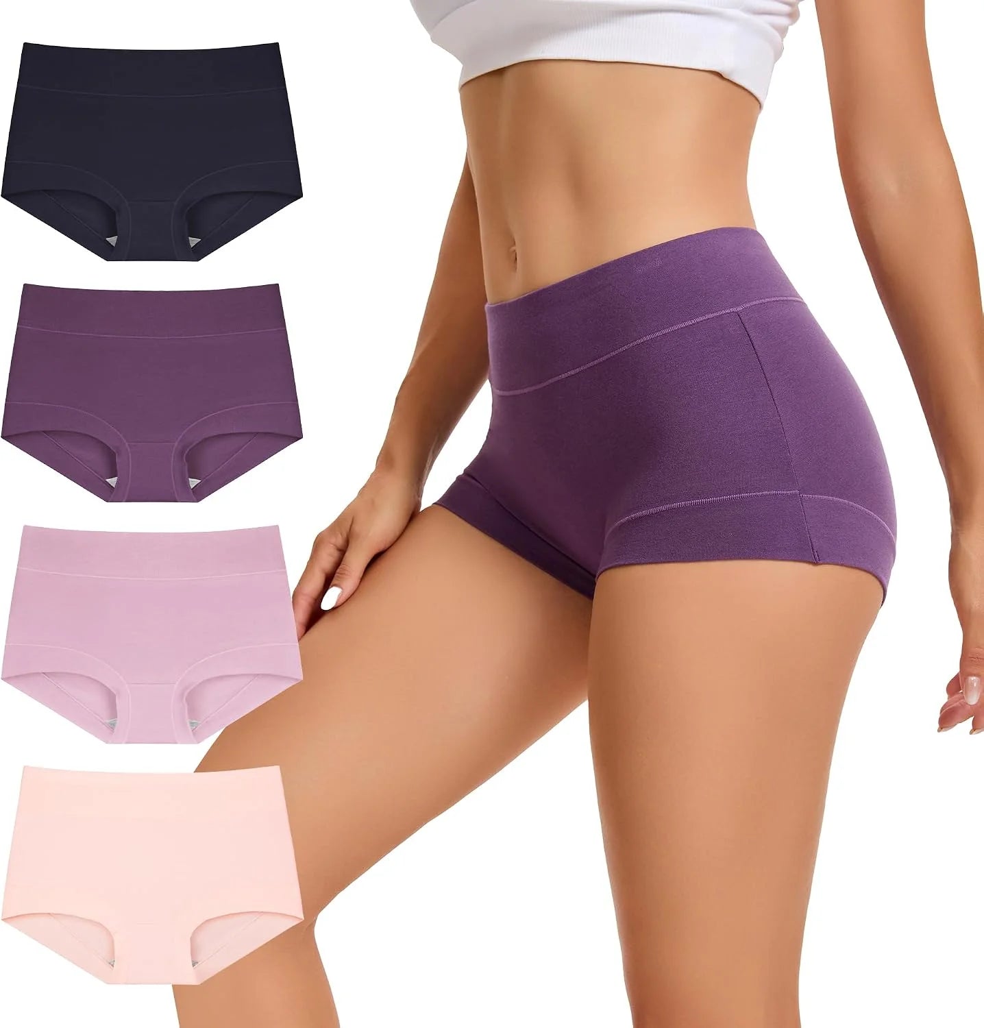 INNERSY Women's Cotton Boyshorts Underwear Soft Boxer Briefs 4-Pack