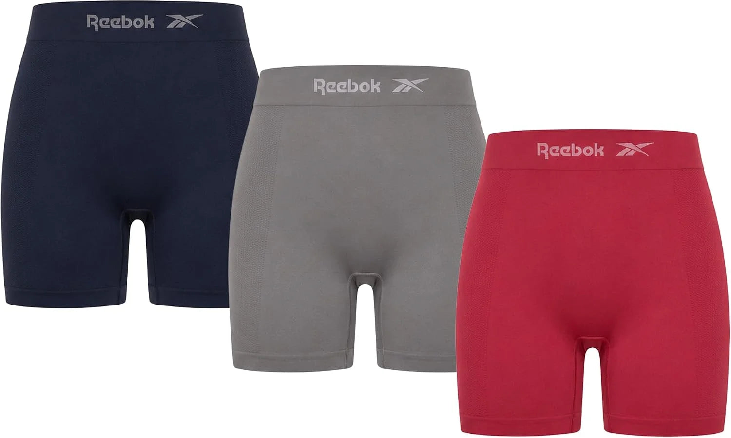 Reebok Womens Boyshorts 3 Pack Long Leg Performance Underwear 6" Inseam