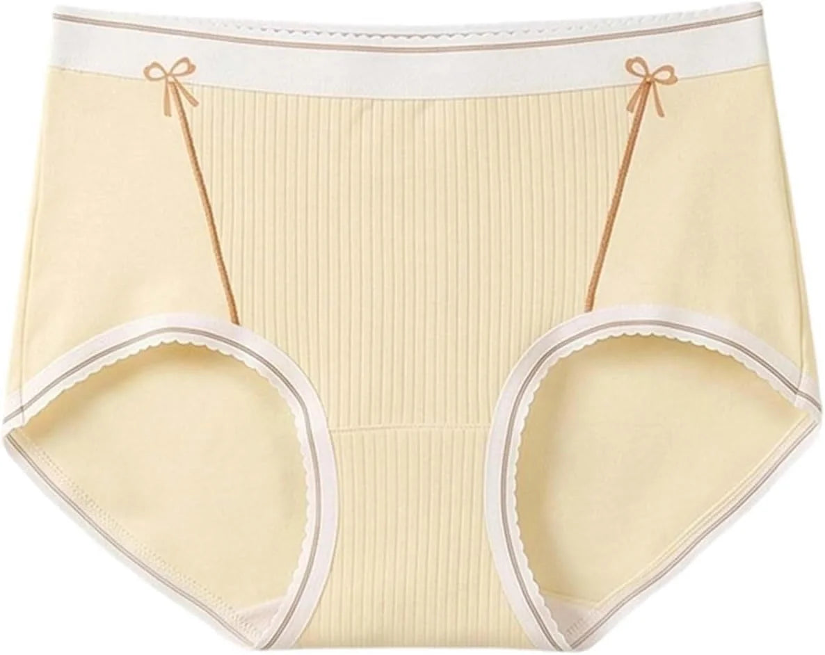 Lace Trim Cotton Mid Waist Briefs for Women Comfort Underwear